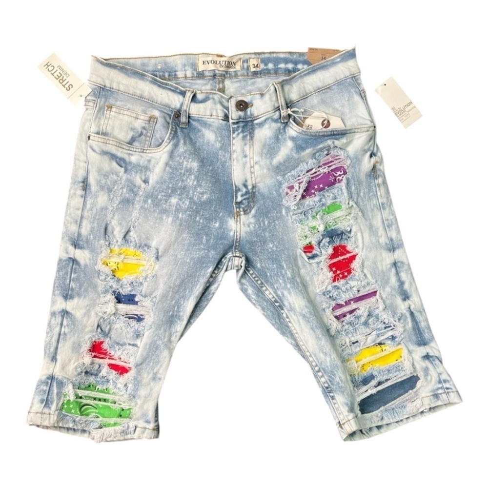 Men denim blue muti colors ripped Sz various